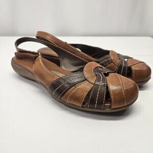 Natural Soul Naturalizer 10 Leather Sandals Brown Sling Back Comfort Closed Toe